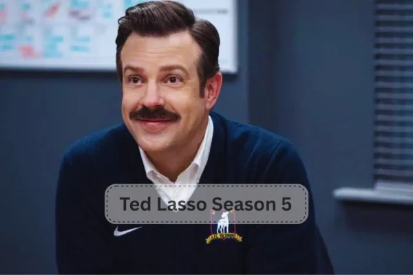 Ted Lasso, Ted interacts with his team in a lively locker room, highlighting camaraderie and support.