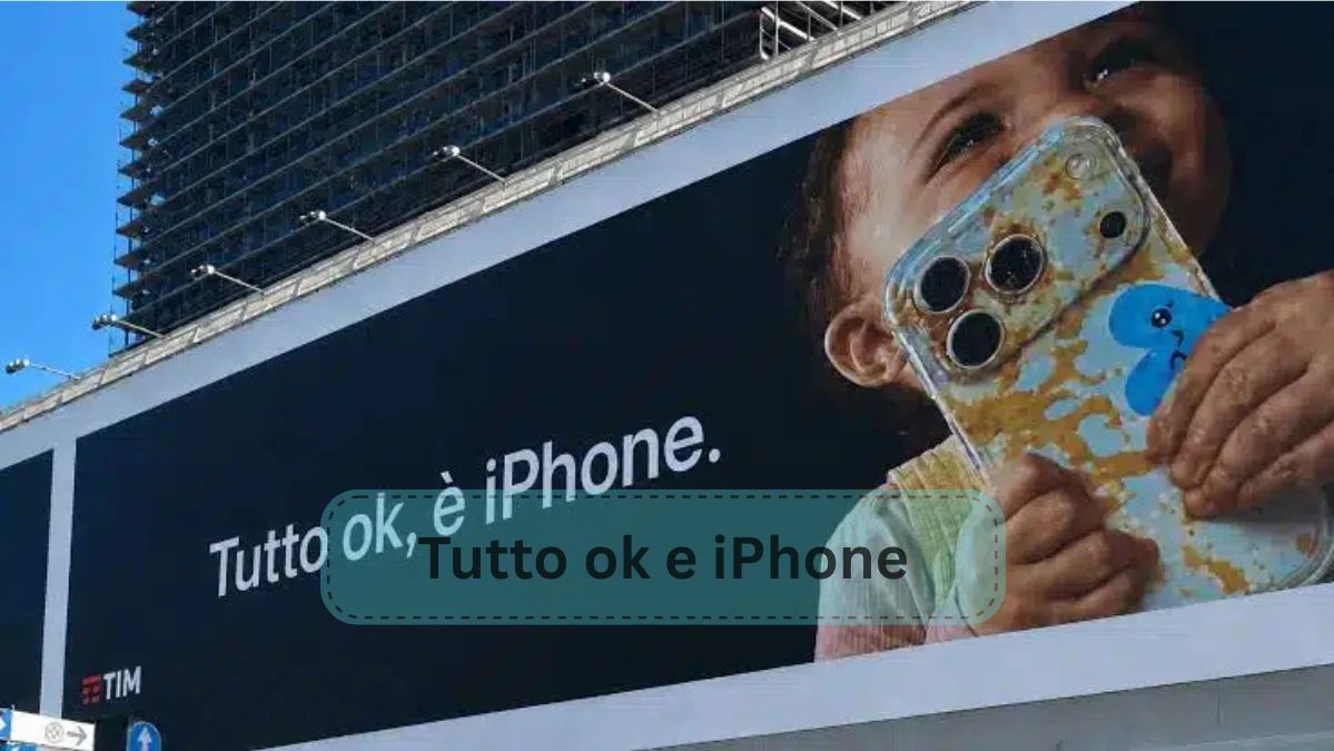 Eye-catching advertisement on a building promoting the latest Tutto ok e iPhone model, emphasizing its modern features and appeal.
