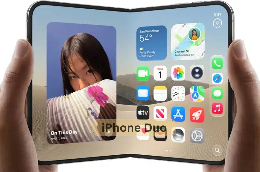 Folded iPhone X resting on a surface, illustrating its compact design and premium finish.